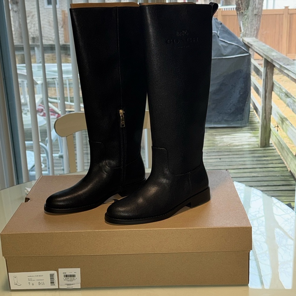NWT Coach black boots size 7 - Picture 3 of 4